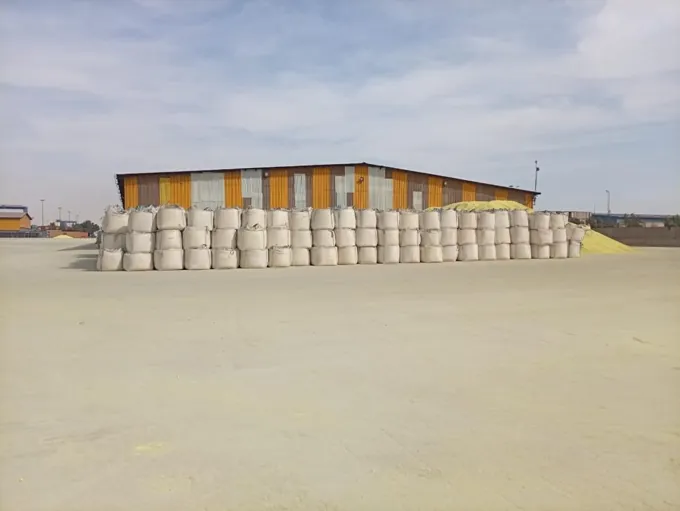 Jumbo bags positioned outside the warehouse